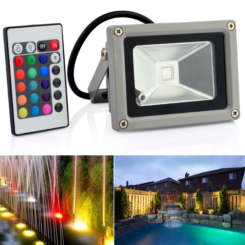 High Power 10W RGB LED Flood Light Fixture with Remote