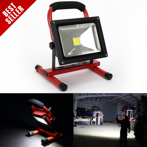 20W Portable Rechargeable Battery LED Work Light Cool White Floodlight Charger 