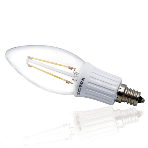 LED Filament Bulb - B10 LED Candelabra Bulb with 3 Watt Filament LED, Blunt Tip, Warm White