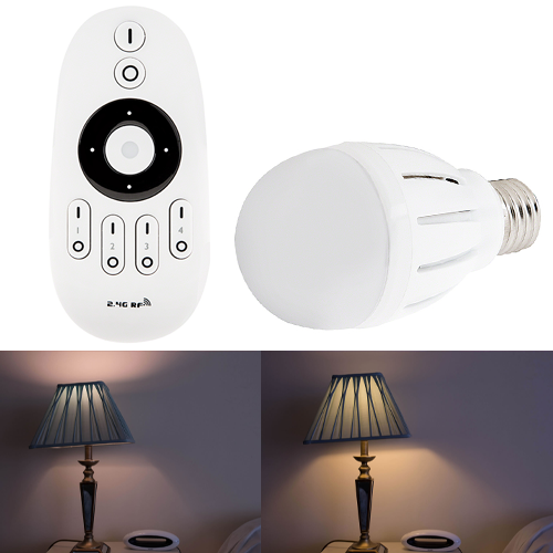 WiFi Compatible Variable Color Temperature LED Bulb, 6W w/ RF Remote - Click Image to Close