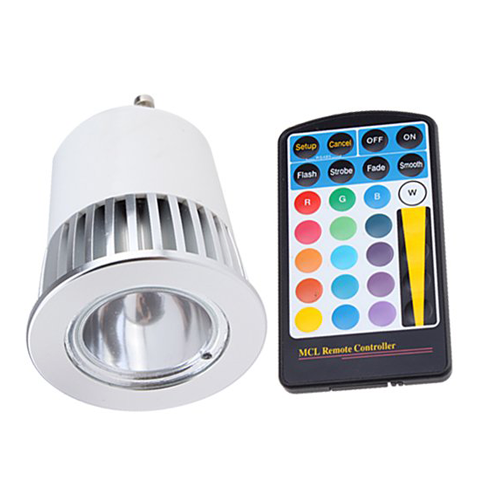 5 Watt GU10 LED Bulb - Multi colour Bulb with Remote - Click Image to Close