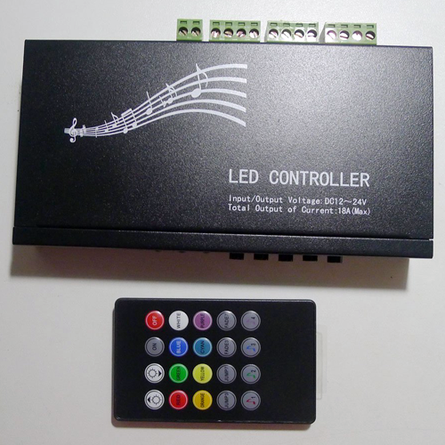 20Key Infrared Music LED Controller+Remote Control Functions - 12~24 Volt DC - Click Image to Close