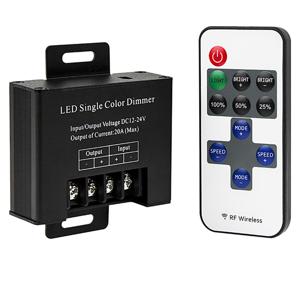 Single Color LED Dimmer with Dynamic Modes - RF Remote, 20A