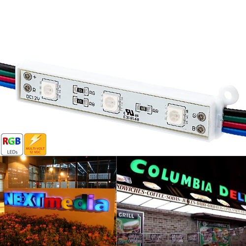 75mm Bars - 12V Digital RGB LED Pixels (Strand of 20) - LM-RGBX3 - Click Image to Close