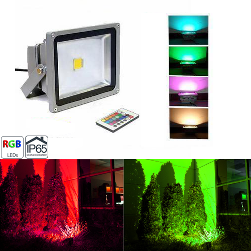 High Power 50W RGB LED Flood Light Fixture with Remote - Click Image to Close