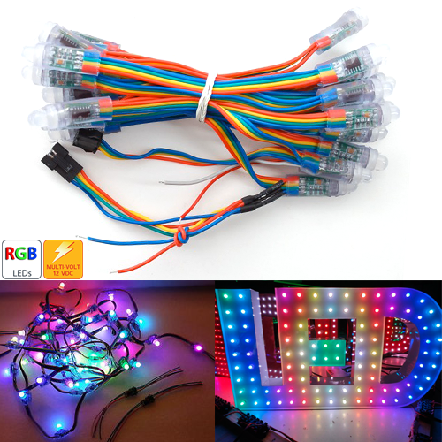 12mm Diffused Thin Digital RGB LED Pixels (Strand of 25)