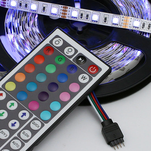 5m (16.4ft) 5050 SMD Color Changing RGB LED Light Strip Kit With 44 key Controller and Power Supply - Click Image to Close