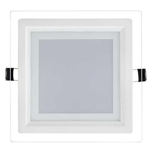 6" Square LED Recessed Light with Decorative Edge Lit Glass Panel Accent Light - 12W - Click Image to Close