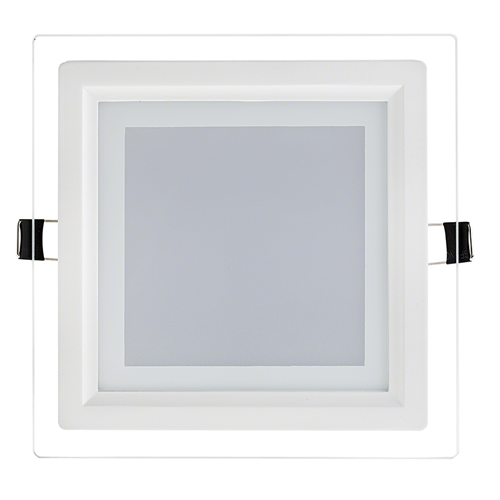 6" Square LED Recessed Light with Decorative Edge Lit Glass Panel Accent Light - 12W