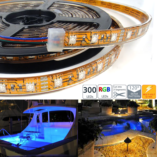 Waterproof 300 High Power RGB LED Flexible Light Strip - 300 LEDs 5M/reel - Click Image to Close