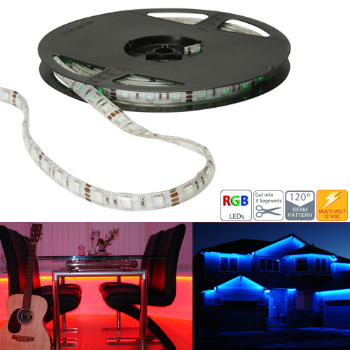 High Power RGB LED Weatherproof Flexible Light Strips - WFS-RGBx150 - Click Image to Close